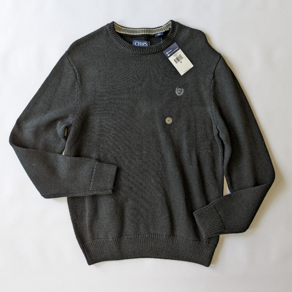 Chaps Iconic Crew Neck Black Sweater Sz Medium New with Tag
